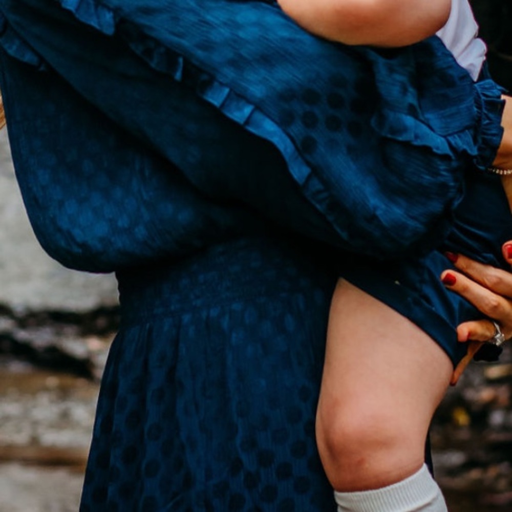Navy Ruffle Off Shoulder Dress - Picture 2 of 2